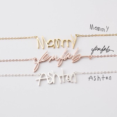 Collar de escritura a mano real personalizado de plata S925