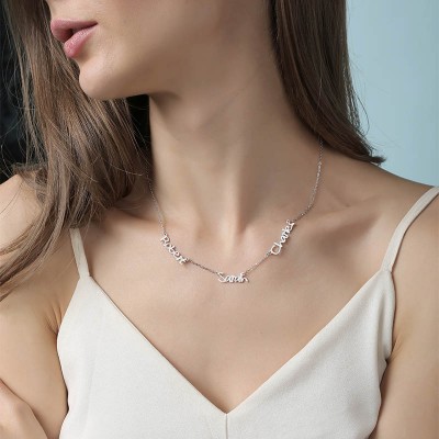 Collar de plata con nombre personalizado de 1 a 6 para ella