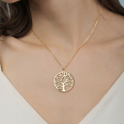 Collar de árbol familiar personalizado Collar con nombre con 1-9 nombres