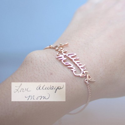 Joyería de escritura a mano real personalizada | Pulsera de firma
