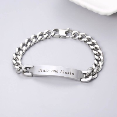 Pulsera de identificación personalizada para hombre con grabado