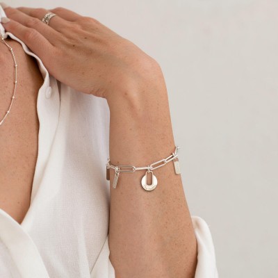 Pulsera de eslabones de cadena con 1-5 dijes personalizados