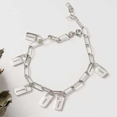 Pulsera de eslabones de cadena con 1-6 amuletos personalizados
