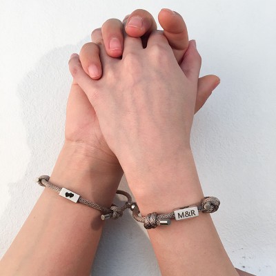 Juego personalizado de 2 pulseras magnéticas a juego para parejas