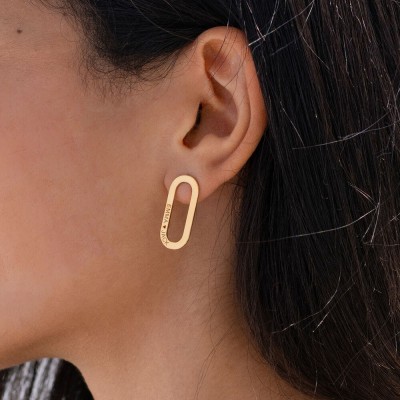 Aretes Aria de eslabones de una sola cadena con grabado