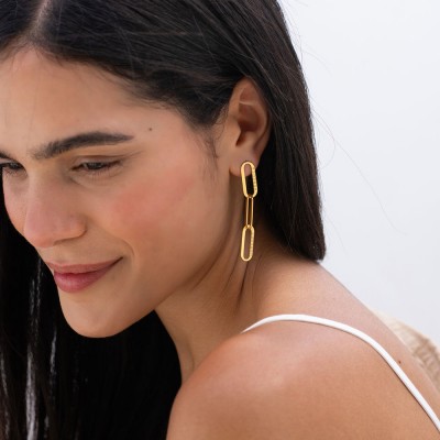 Aretes de eslabones de cadena Aria con 1-3 grabados