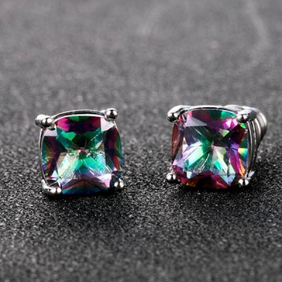 Aretes cuadrados con circonitas