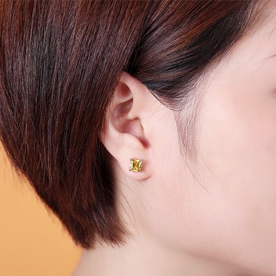 Pendientes de botón con piedra natal de la semana personalizada en plata, paquete de 7