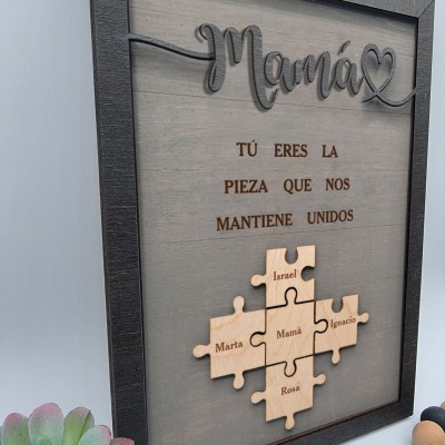 Piezas de rompecabezas personalizadas Signo de nombre Regalo del día de la madre