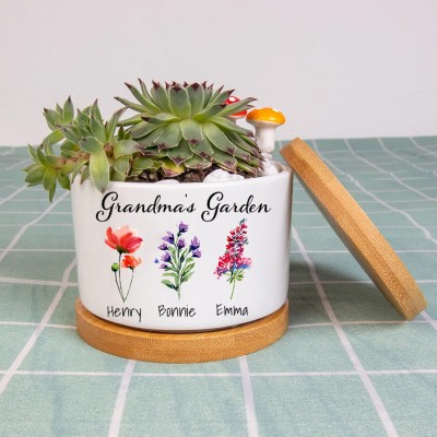 Flor de nacimiento personalizada Jardinera suculenta Jardín de la abuela Mini maceta Ideas de regalo para el día de la madre