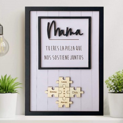Piezas de rompecabezas personalizadas Signo de nombre Regalo del día de la madre