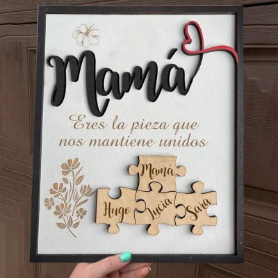 Piezas de rompecabezas personalizadas Signo de nombre Regalo del día de la madre