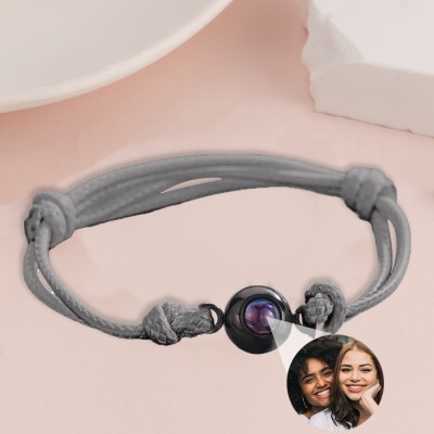 Pulsera de proyección fotográfica conmemorativa de cuerda trenzada personalizada, regalo de aniversario