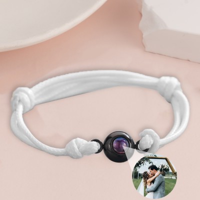 Pulsera de proyección fotográfica conmemorativa de cuerda trenzada personalizada, regalo de aniversario