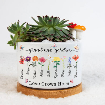 Mini macetas para plantas suculentas personalizadas para el jardín de la abuela, maceta para flores de nacimiento, regalo para el día de la madre