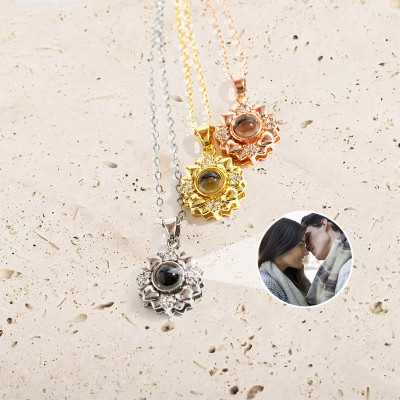 Collar personalizado con foto de girasol, regalo de Navidad para el día de San Valentín para novia