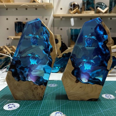 Luz nocturna de resina epoxi Turtles Ocean