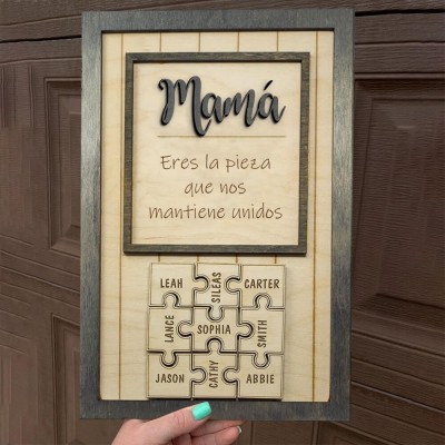 Piezas de rompecabezas personalizadas Signo de nombre Regalo del día de la madre