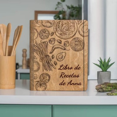 Libro de recetas de madera familiar personalizado Regalo del día de Navidad