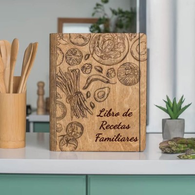 Libro de recetas de madera familiar personalizado Regalo del día de Navidad