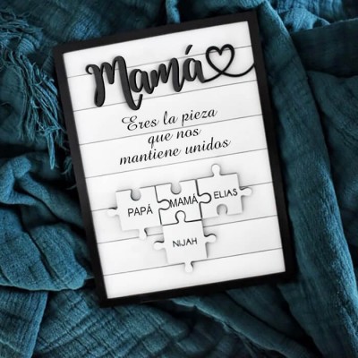 Piezas de rompecabezas personalizadas Signo de nombre Regalo del día de la madre