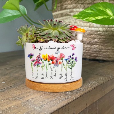 Mini macetas para plantas suculentas personalizadas para el jardín de la abuela, maceta para flores de nacimiento, regalo para el día de la madre