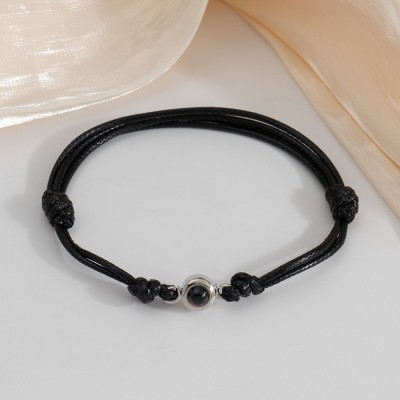 Pulsera de proyección fotográfica conmemorativa de cuerda trenzada personalizada para mamá, abuela