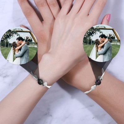 Pulsera de proyección fotográfica conmemorativa de cuerda trenzada personalizada, regalo de aniversario