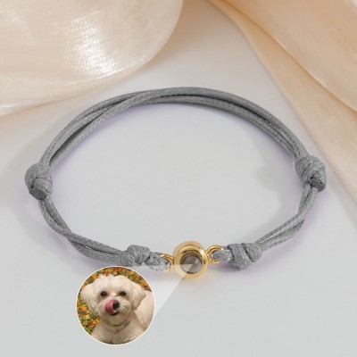 Pulsera de proyección de fotos de cuerda trenzada personalizada, regalo para aniversario, boda