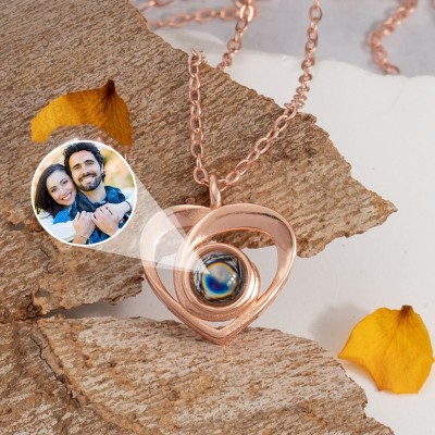 Collar personalizado con foto en forma de corazón, regalo para parejas para ella