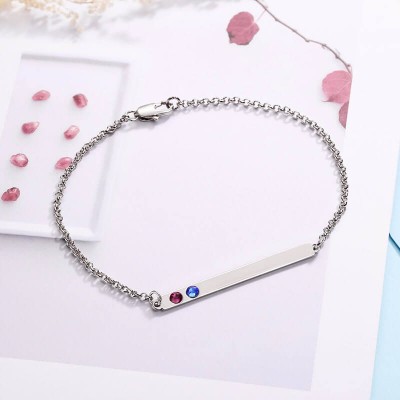 Pulsera de barra de piedra natal personalizada con 2 piedras de nacimiento