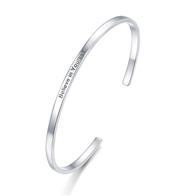 Pulsera fina grabable abierta personalizada con tus palabras