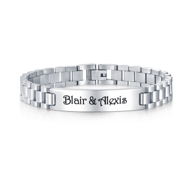 Pulsera de plata personalizada de dos tonos para hombre