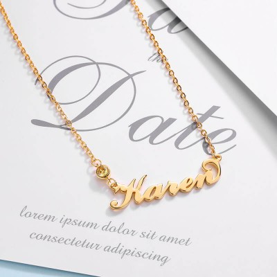 Collar personalizado con nombre de piedra de nacimiento