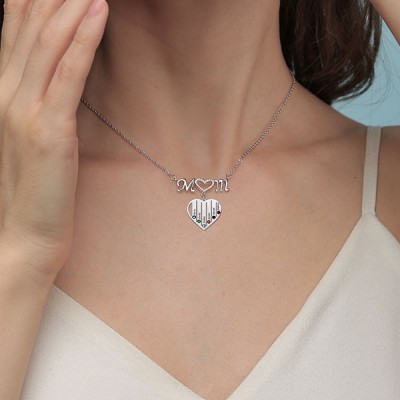 Collar personalizado 1-8 grabados y piedras natales mamá colgantes diseños regalo para mamá