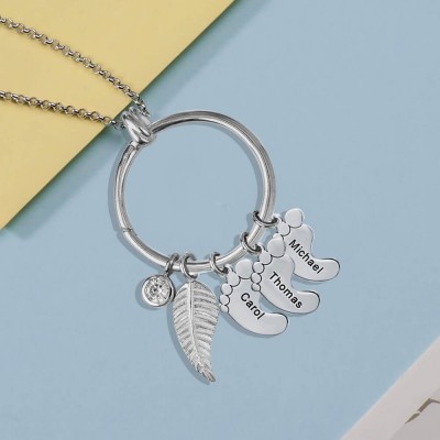 Círculo personalizado con colgantes con forma de pies de bebé de 1 a 8, regalo perfecto para el día de la madre