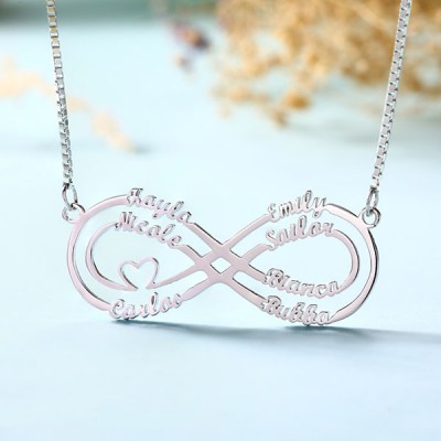 Collar personalizado con nombre infinito con 1-8 nombres