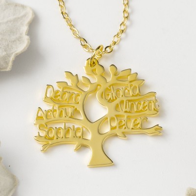 Collar personalizado con el nombre del árbol genealógico con 1-6 nombres