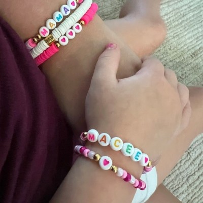 Primer día de Jardín de niños pulsera escolar, pulseras a juego, pulseras de corazón
