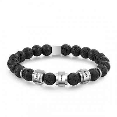 Pulsera de cuentas para hombre con 1-10 nombres Regalo del Día del Padre