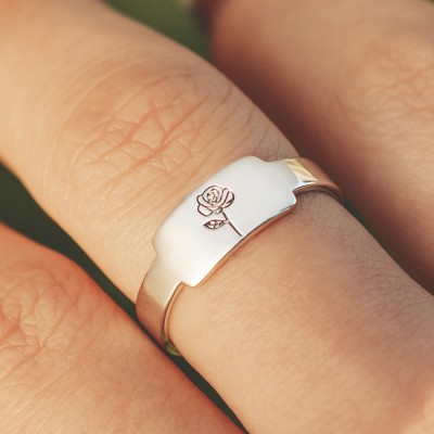 Anillo de flor de nacimiento personalizado 1-4 Flor de nacimiento