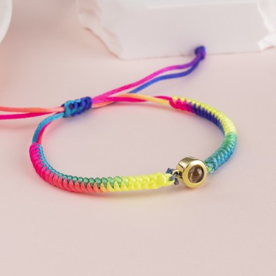 Pulsera de proyección de fotos de bebé de cuerda trenzada personalizada