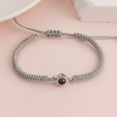 Pulsera de proyección de fotos de mascotas de cuerda trenzada personalizada