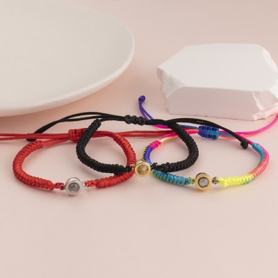 Pulsera de proyección de fotos conmemorativa de cuerda trenzada personalizada con imagen en el interior regalo conmemorativo para amigos regalo de Navidad