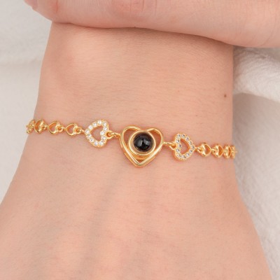 Pulsera personalizada con proyección de fotos de corazón para su regalo del día de San Valentín para novia, regalo de aniversario de boda para esposa