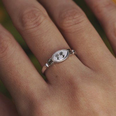 Anillo de flor de nacimiento personalizado de plata de ley 925