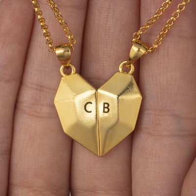 Collar de corazón de patchwork magnético personalizado de 2 piezas