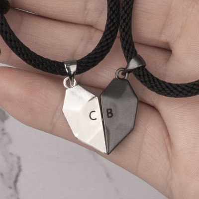 Pulsera de corazón de mosaico magnético personalizado de 2 piezas