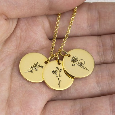 Regalo personalizado del collar de flores del mes de nacimiento para mamá