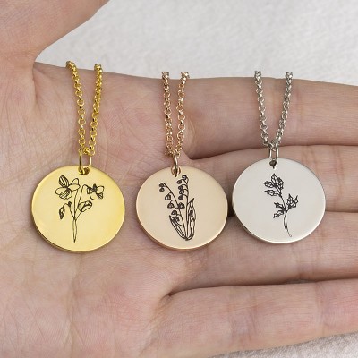 Regalo personalizado del collar de flores del mes de nacimiento para mamá